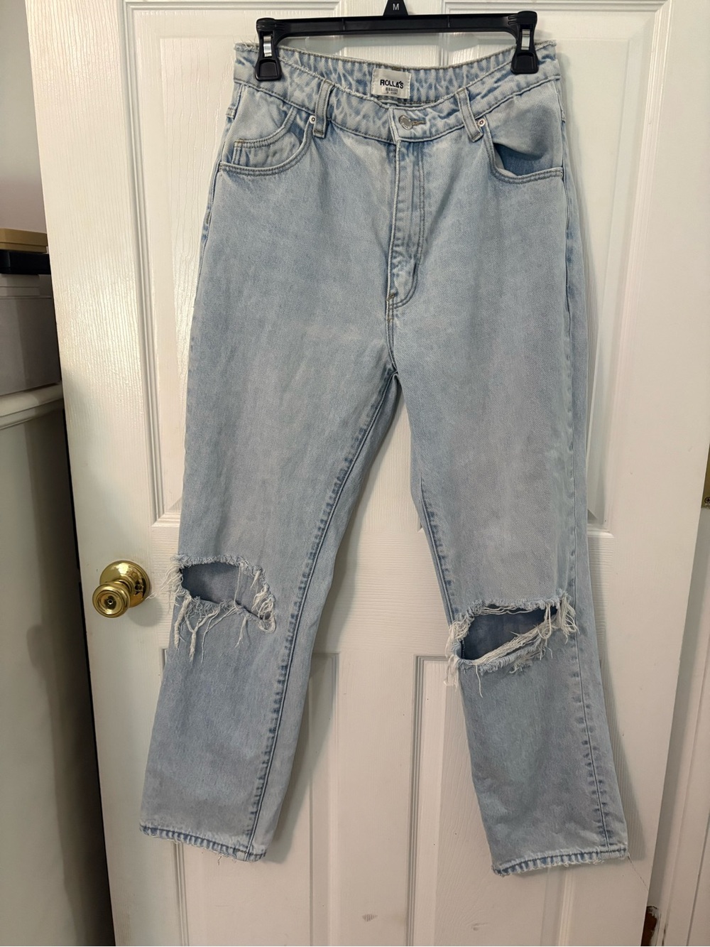 ROLLA'S Light Blue Straight Leg Distressed Jeans